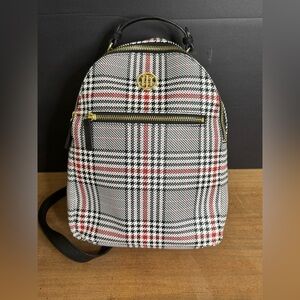 Tommy Hilfiger Mini Plaid Gold Hardware Logo Purse Backpack Summer Getaway Bag